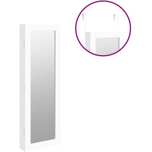  Zidni ormarić za nakit s ogledalom bijeli 30 x 8,5 x 90 cm Slike