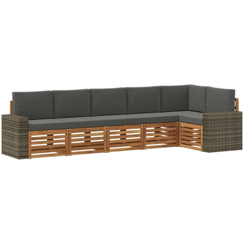 vidaXL Kotna sedežna garnitura z blazino 6 pcs Naravna in antracitna, (5000283637) Cene