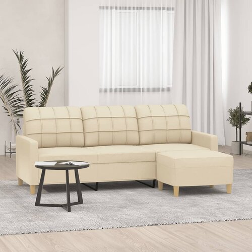  Trosjed s tabureom krem 180 cm od tkanine Cijene