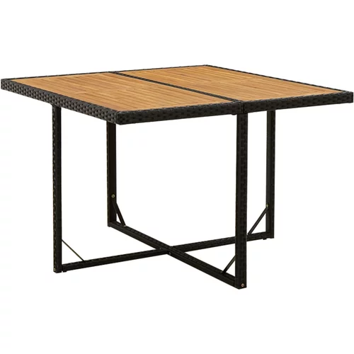 Vrtni stol crni 109 x 107 x 74 cm od poliratana i drva bagrema