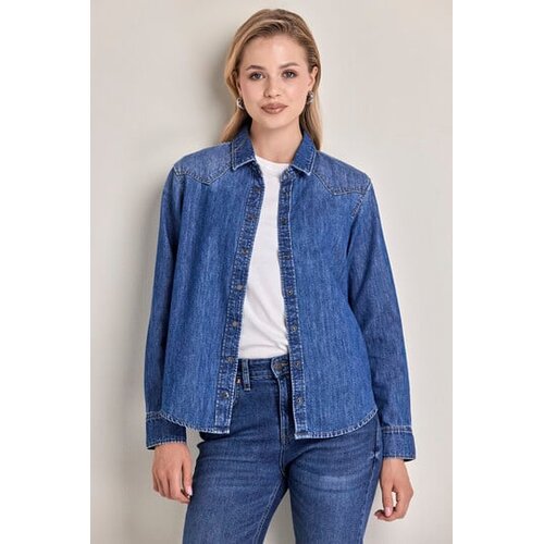 Legendww zenska jeans kosulja ravnog kroja Slike
