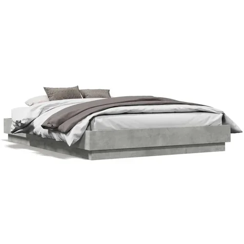  Okvir kreveta s LED svjetlima siva boja betona 140 x 190 cm