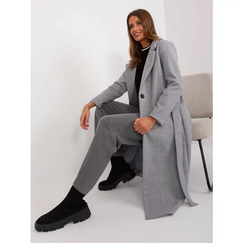 Fashion Hunters Grey melange women's button-down coat OCH BELLA
