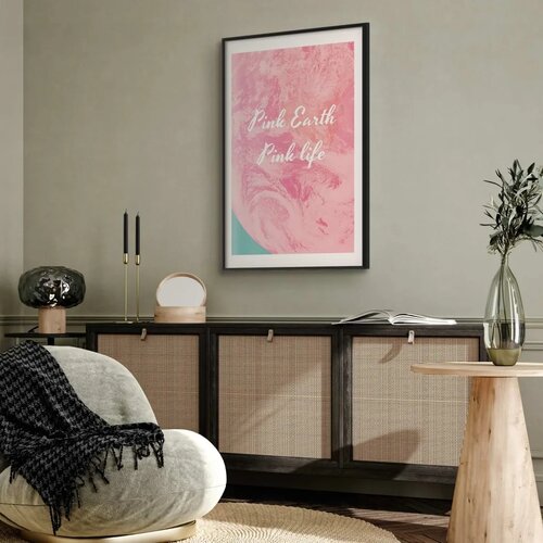  Plakat - Pink Earth Pink Life 29.7x42 Crni okvir s margom Slike