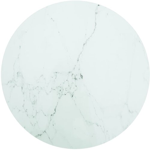 Stolna ploča bijela Ø 80 x 1 cm staklena s mramornim uzorkom Cene