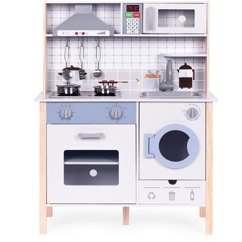 ECO TOYS Drvena dječja kuhinja za igru ​​sa zvukom, LED, pećnicom, perilicom rublja, kuhinjskim dodacima Slike