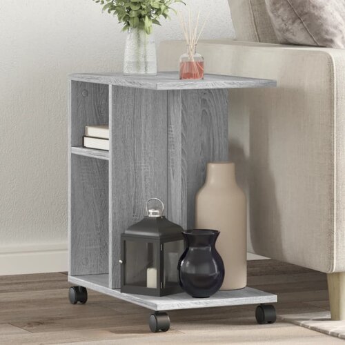  The Living Store Stranska mizica s kolesi siva sonoma 50x30x55 cm inžen. les - Stranska Mizica, (21456296) Slike