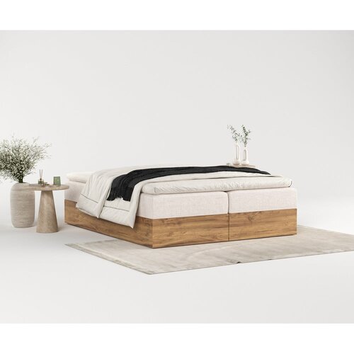 Maison de R&amp;ecirc;ve bež/u prirodnoj boji boxspring krevet s prostorom za odlaganje 200x200 cm faro &amp;ndash; Slike