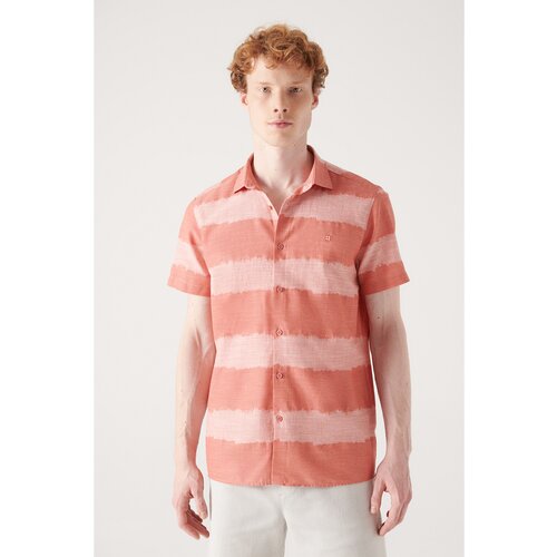 Avva Men's Pale Pink Cotton Short Sleeve Shirt Slike