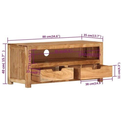  TV ormarić 88 x 35 x 40 cm od masivnog bagremovog drva Slike