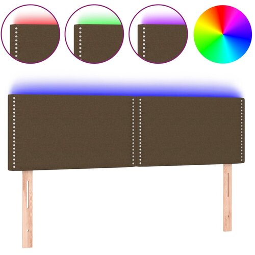 Maison Chic led posteljno vzglavje - vzglavna omarica - nočna omarica temno rjavo 144x5x78/88 cm blago, (21707650) Slike