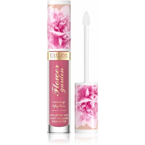 Eveline Cosmetics Flower Garden Kremni sijaj za ustnice s hialuronsko kislino odtenek 03 Magnolia Charm 4,5 ml