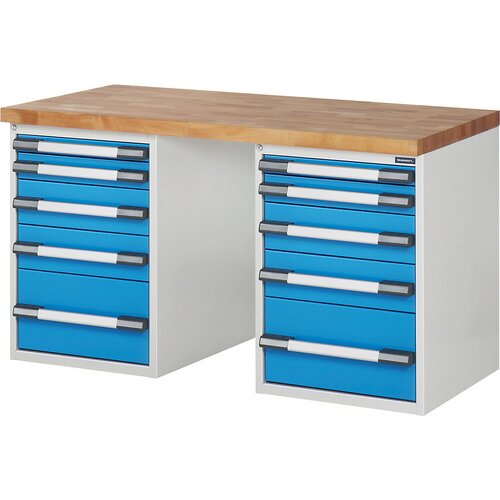 eurokraft pro Delovna miza, modularni sistem serije 7, 10 predalov, ŠxG 1500 x 700 mm Cene