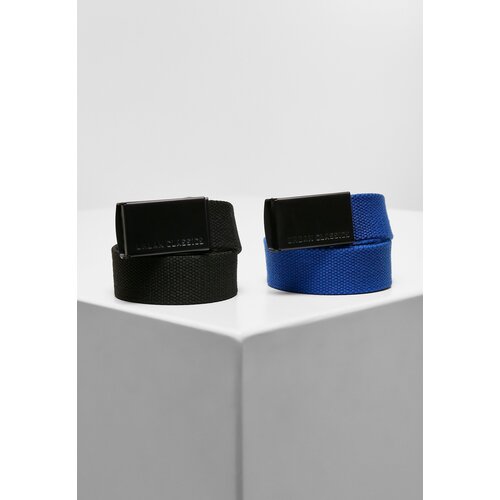 Urban Classics Kids Children&amp;#039;s canvas belt 2 pieces black+blue Slike