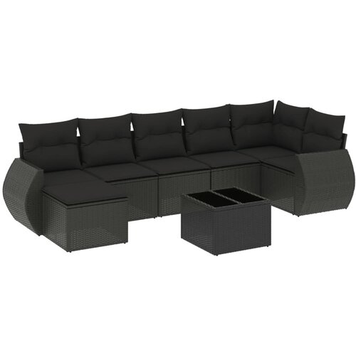 Maison Chic Seti vrtnega pohištva - Vrtna garnitura - Vrtni pohištvo set 8-delna z blazinami črn poli ratan, (21800097) Cene