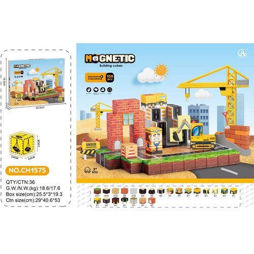  Set of Magnetic Cubes, Magnetic Blocks Construction Site 100 pcs. Cijene