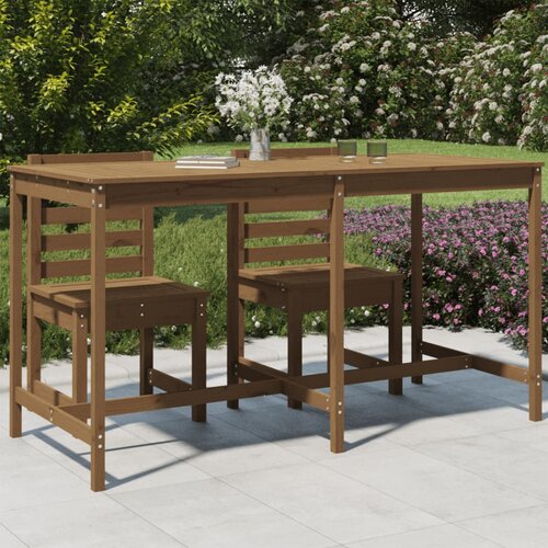 The Living Store Vrtna miza medeno rjava 203,5x90x110 cm trdna borovina - Vrtna Miza, (21464795) Slike