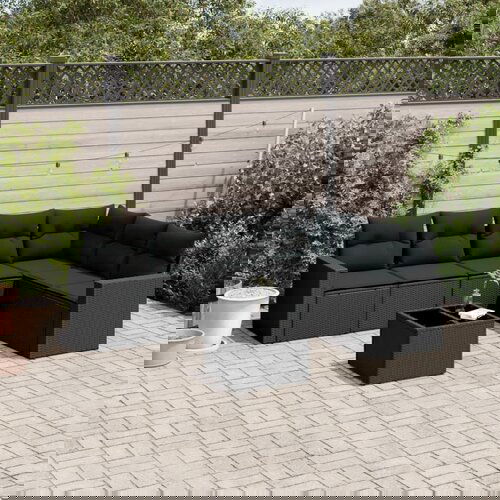 vidaXL 7-dijelni set vrtnih sofa od poliratana s jastucima crni Cijene