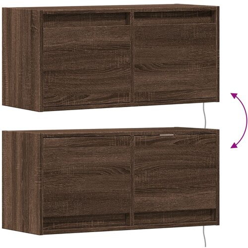  Zidni TV ormarić s LED svjetlima boja hrasta 80x31x38 cm Slike