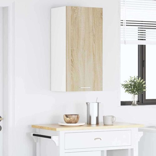 VidaXL viseći ormarić zidne riga sonoma hrast i bijela 40 x 31 x 80 cm Slike
