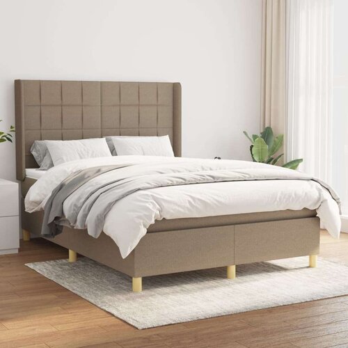  Box spring postelja z vzmetnico taupe 140x200 cm blago, (20896823) Slike