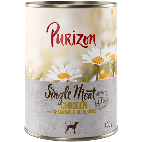 Purizon Ekonomično pakiranje Single Meat 12 x 400 g - Piletina s cvijetom kamilice