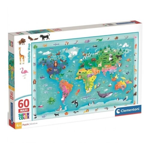 Clementoni maxi puzzle mapa divljih Životinja 60 delova ( CL26072 ) Cene