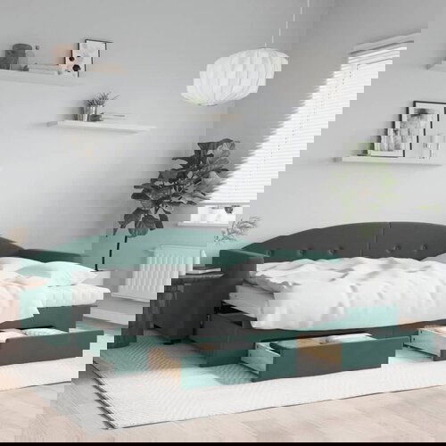  The Living Store Izvlečna dnevna postelja s predali temno zelena 80x200 cm žamet - Izvlečna Dnevna Postelja, (21508541) Slike