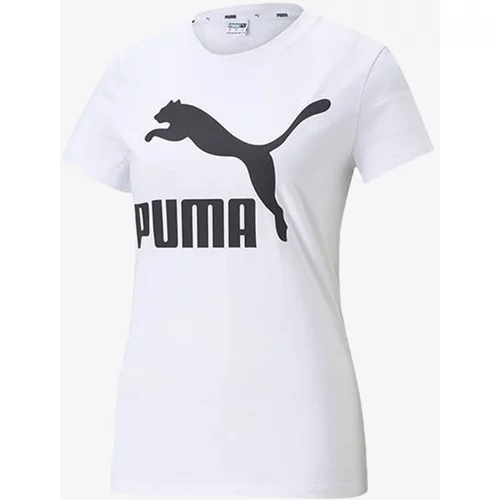 Puma Bombažna kratka majica Classic Logo Tee bela barva