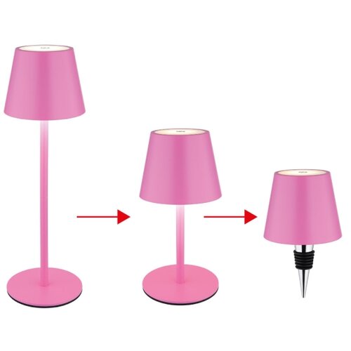 Globo 58488P-LED Stona lampa VANNIE 3W/5V IP54 1800mAh, ružičasta &amp;mdash; dodirna, punjiva, sa prigu&amp;scaron;iva, pogodna za spolja&amp;scaron;nju upotrebu Slike