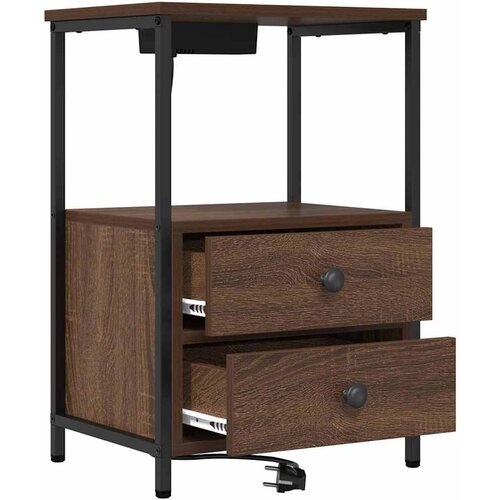  Noćni ormar 2 pcs Smeđi hrast 40 x 31 x 60 cm Konstruirano drvo Slike