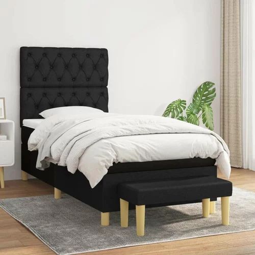 Box spring postelja z vzmetnico črna 80x200 cm blago, (20792070)