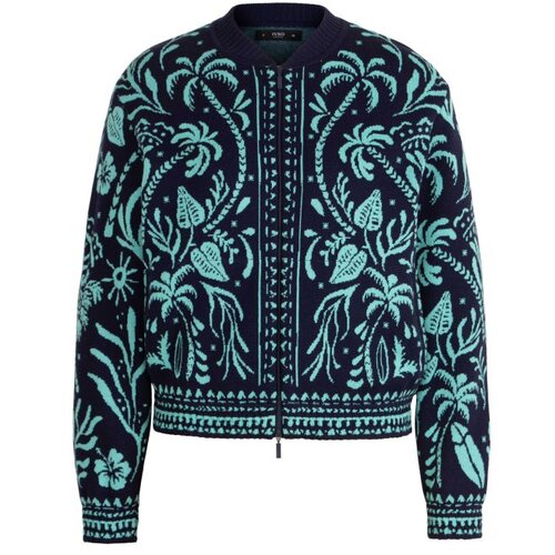 IVKO WOMAN Žakardna bomber jakna/ urban botanik motiv - marin plava Cene