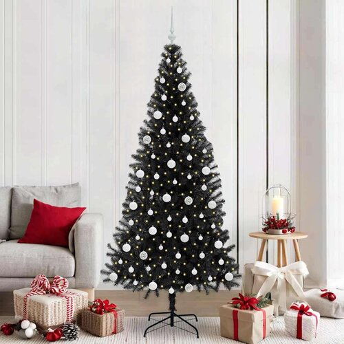 vidaXL Božićno drvce s 300 LED svjetlima s stalakom Crna 210 cm PVC Cijene