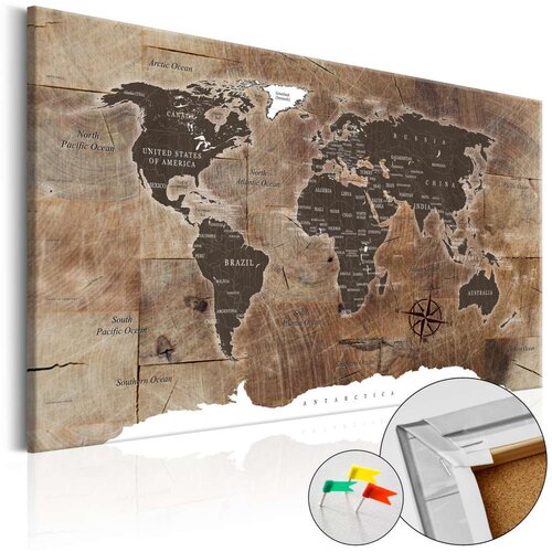  Slika na plutenoj podlozi - Wooden Mosaic [Cork Map] 60x40 Slike
