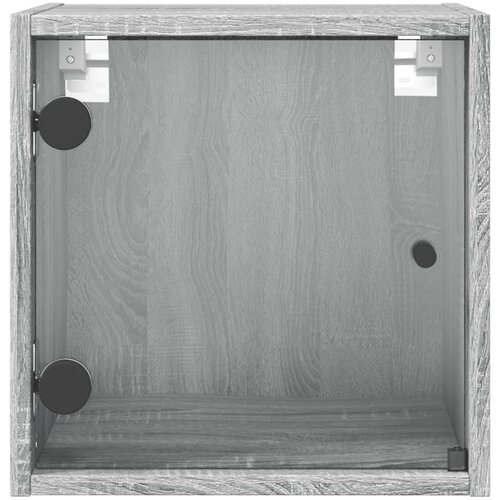  Noćni ormarić sa staklenim vratima boja hrasta 35 x 37 x 35 cm Siva Slike