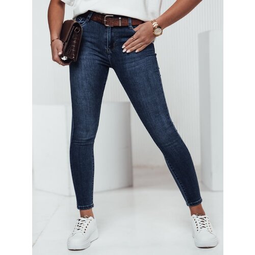 DStreet Spodnie damskie BELTZEN skinny z paskiem jeansowe Slike