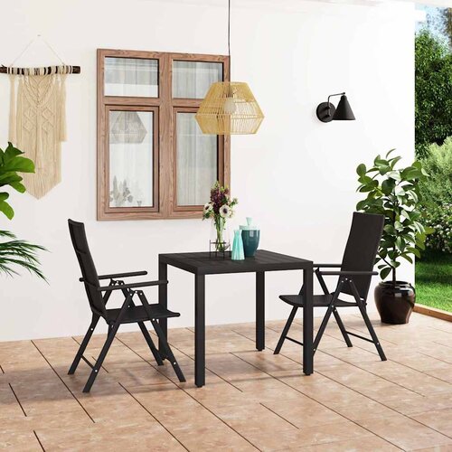  3-dijelni vrtni blagovaonski set crni Crna Cijene