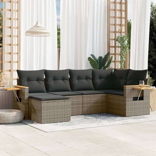vidaXL 6-dijelni set vrtnih sofa od poliratana s jastucima sivi Cijene