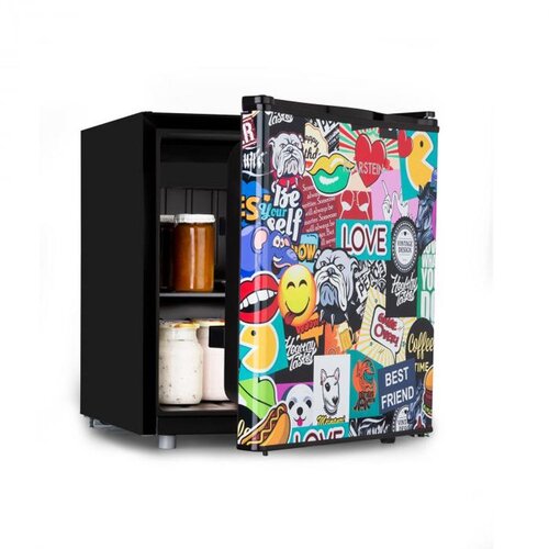 Klarstein Cool Vibe 46+, hladilnik, F, 46 litrov, VividArt Concept, stil stickerbomb Cene