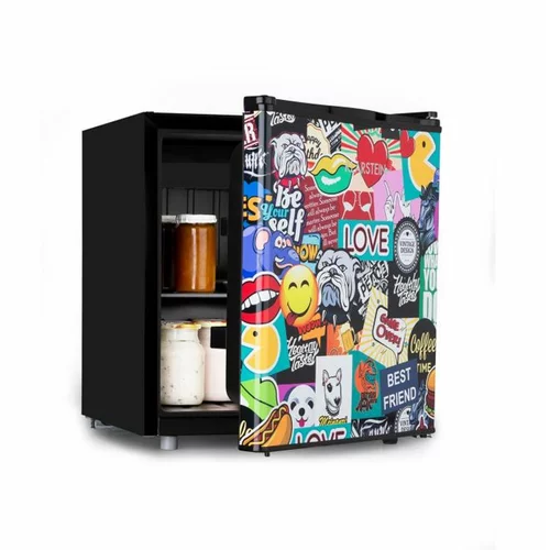 Klarstein Cool Vibe 46+, hladilnik, F, 46 litrov, VividArt Concept, stil stickerbomb