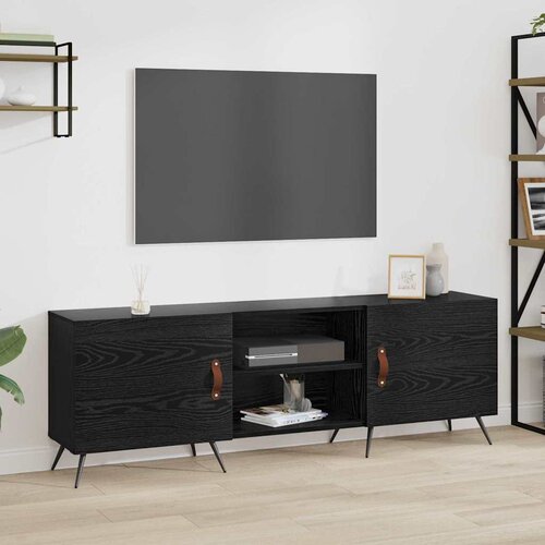 VidaXL TV omarica s polico Črni hrast 150 x 30 x 50 cm Konstruiran les Slike