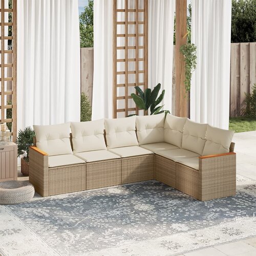VidaXL 6-dijelni set vrtnih sofa s jastucima bež od poliratana Slike
