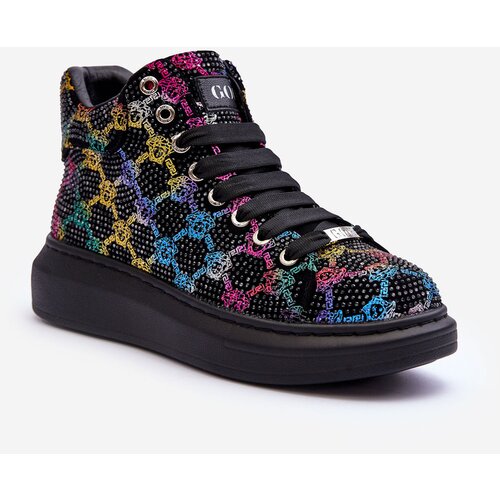 Kesi Rhinestones GOE Black platform sports shoes Cene