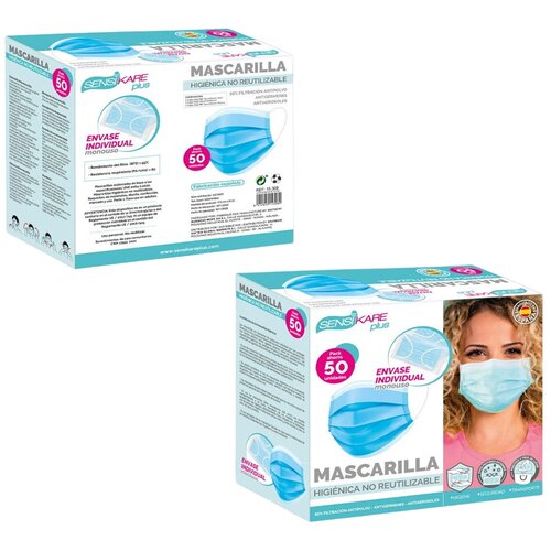 Box of hygienic masks SensiKare 50 Dijelovi (12 kom.) Slike