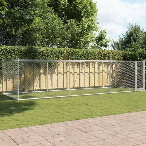 VidaXL kavez za pse s vratima sivi 6 x 2 x 1 5 m od pocinčanog čelika Slike
