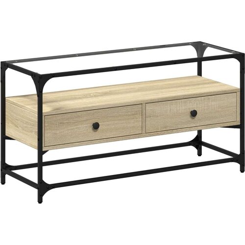 vidaXL TV ormarić sa staklenom površinom boja hrasta 98x35x51 cm drvo Cene