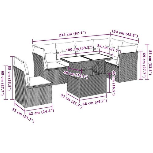 VidaXL 6-dijelni set vrtnih sofa s jastucima crni od poliratana Slike