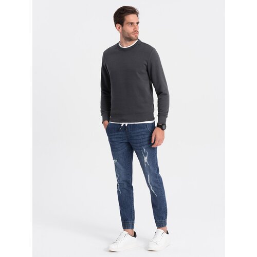 Ombre Men&amp;#039;s JOGGERS denim pants with rubbing - blue Slike