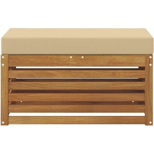  Vanjska stolica klupa s jastukom Prirodna 80 x 43 x 37 cm - Prirodno i bež 80 cm Zatvoren prostor za noge Slike